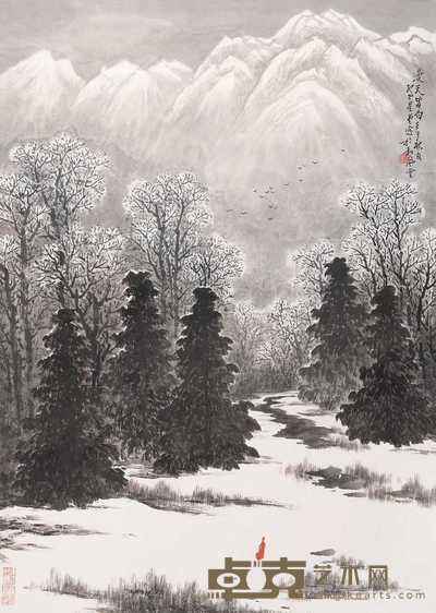 卢星堂 2002年作 雪景 镜心 70×50cm
